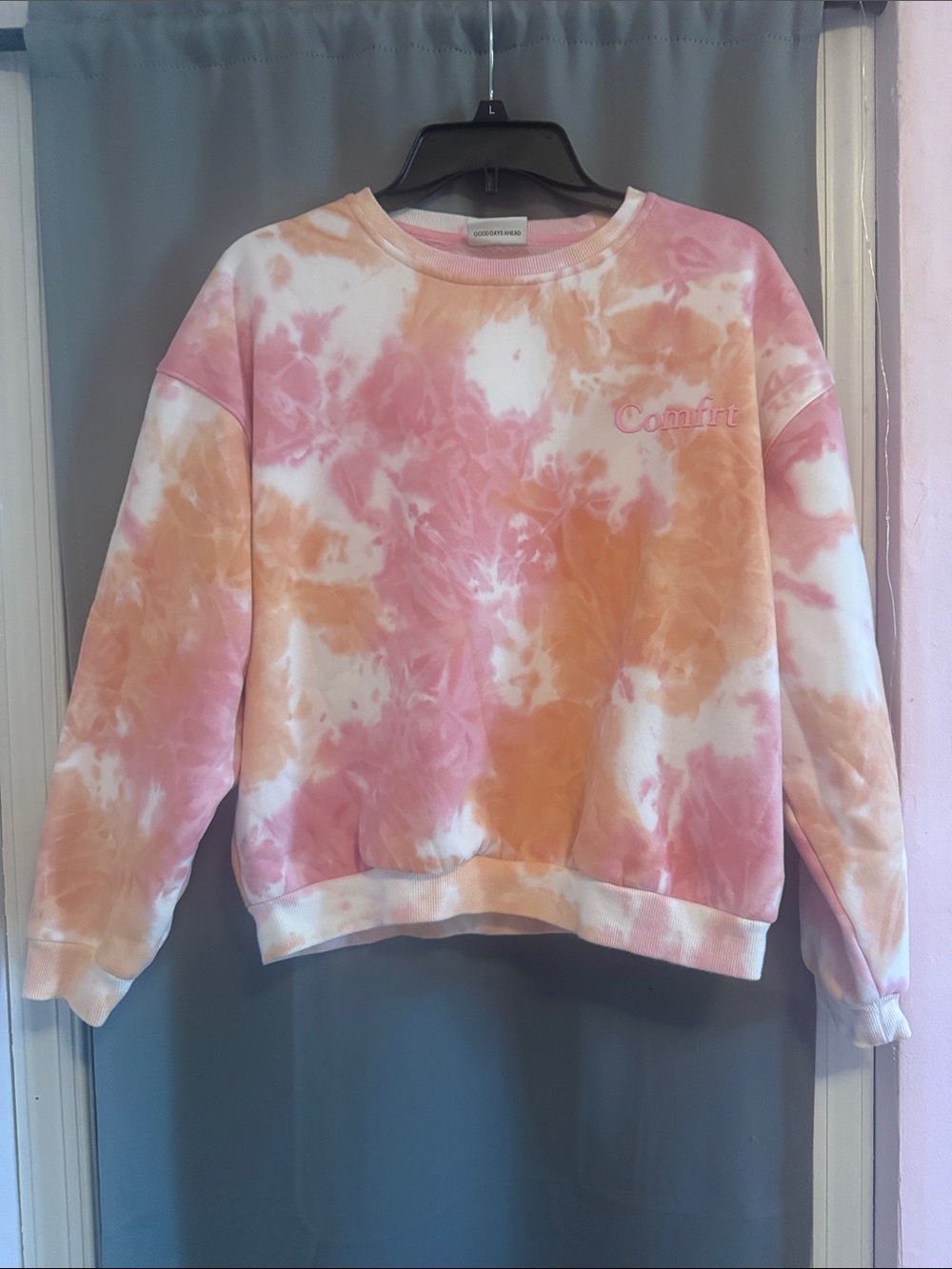 Comfort Tie-Dye Crewneck Sweatshirt - Pink & Orange Youth XL